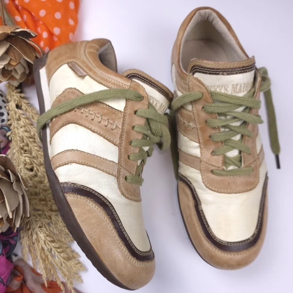 Steve Madden Men Beige and Brown Casual Sneakers Sz 8.5
